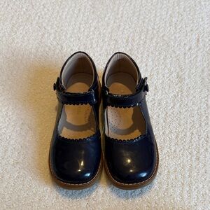 Elephantito Navy Patent Mary Janes with Scalloped Trim